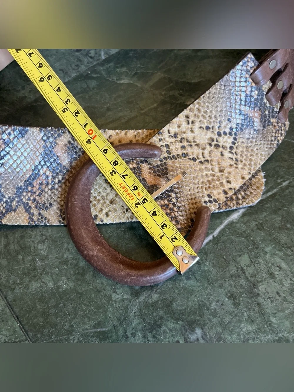 Streets Ahead Tan Genuine Leather Waist Belt with Snakeskin Accent